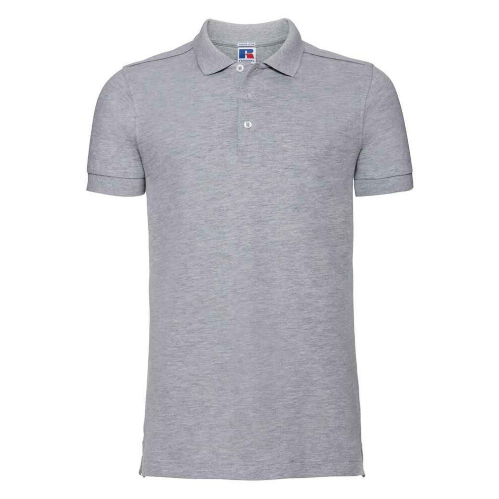 Russell (L, Light Oxford) Mens Pique Stretch Polo Shirt
