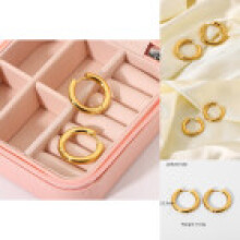 Elegant Stainless Goldplated Steel Geometric Hoop Earrings 18k Gold Titanium Circle Steel Earrings