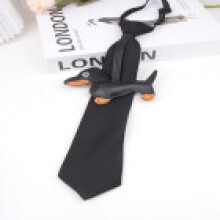(Black)Dachshund Cartoon Pattern Necktie With Convenient Knot Style For Adults Performances And
