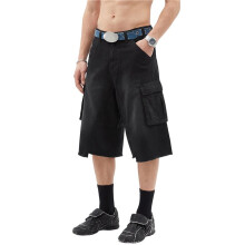 Men Shorts Baggy Long Jorts Cargo Shorts for Men Retro Black M