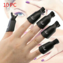 (Black10PCS)New 10pcs Plastique Nail Art Soak Off Cap Clip Uv Gel Polish Remover Outil Wrap