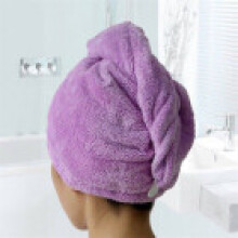 (Purple)absorbent Hair Drying Cap Thick Quick Dry Bath Towel Cap Plush Color Solid