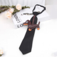 (Brown)Dachshund Cartoon Pattern Necktie With Convenient Knot Style For Adults Performances And