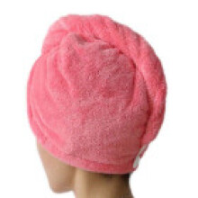 (Rose Red)absorbent Hair Drying Cap Thick Quick Dry Bath Towel Cap Plush Color Solid