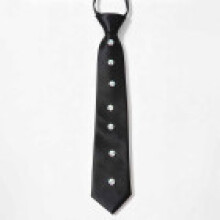 (Black)Modern Rhinestone Accented Tie For Men And Women Suitable For Daily Commute