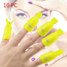(Yellow10PCS)New 10pcs Plastique Nail Art Soak Off Cap Clip Uv Gel Polish Remover Outil Wrap