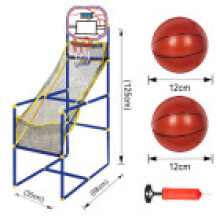 (White)Children Outdoor Arcade Style Basketball Stand With Net Hoop Balls Toys Pump