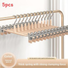 (Apricot(5pcs))Non Slip Trousers Hangers With Clips Space Saving Skirt Hangers For Closet Metal Pants Hangers Coating With