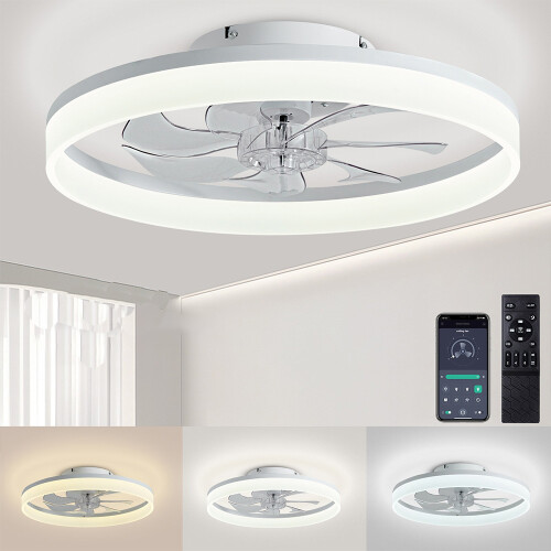 6 Speed Modern Ceiling Fan with Light LED Adjust Bright Chandelier Lamp Remote