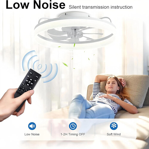 6 Speed Modern Ceiling Fan with Light LED Adjust Bright Chandelier Lamp Remote 1