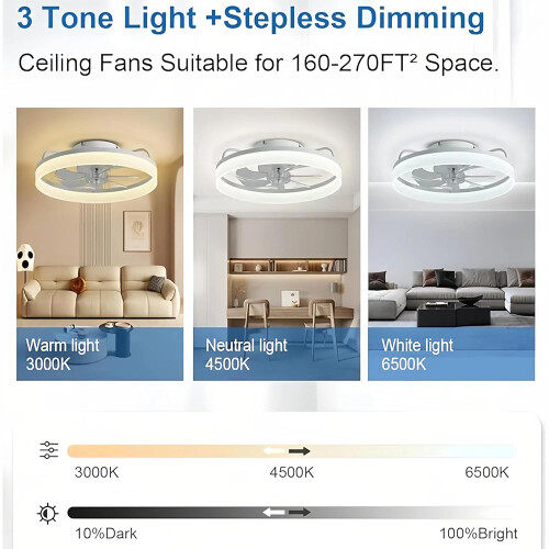 6 Speed Modern Ceiling Fan with Light LED Adjust Bright Chandelier Lamp Remote 2