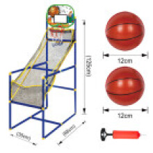 (Green)Children Outdoor Arcade Style Basketball Stand With Net Hoop Balls Toys Pump