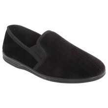 (13 UK, Black) Zedzzz Mens Richard Striped Twin Gusset Velour Slippers