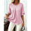 Blusas Básicas Plissadas de Manga Curta Soltas com Decote Redondo para Mulheres Rosa M 3