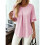 Blusas Básicas Plissadas de Manga Curta Soltas com Decote Redondo para Mulheres Rosa M 4