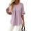 Blusas Básicas Plissadas de Manga Curta Soltas com Decote Redondo para Mulheres Roxo Claro S 2
