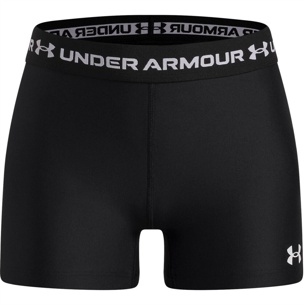 Under Armour (11-12 Years, Black/White) Girls Heatgear Workout Compression Shorts