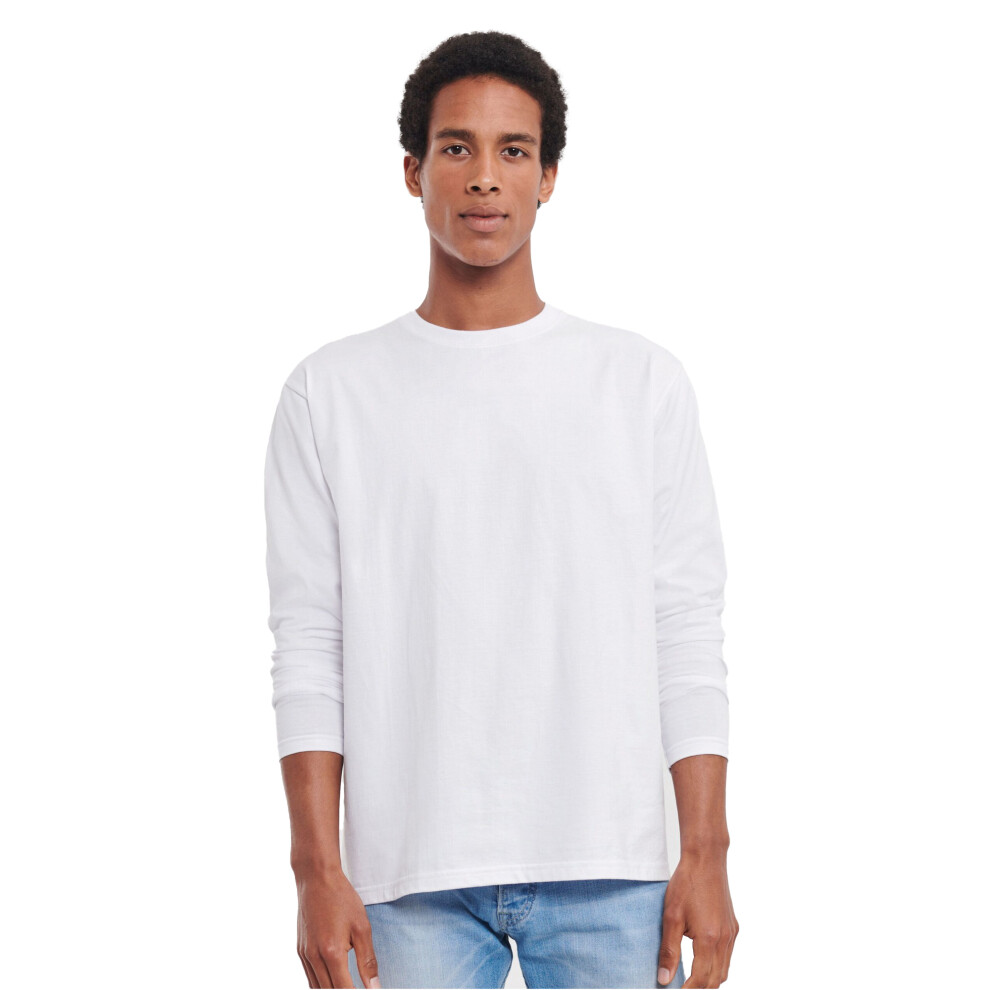 Russell (Xs, White) Mens Plain Classic Long-Sleeved T-Shirt