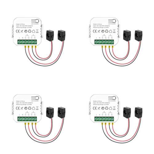 4X Tuya Wifi  Power Meter med Strömtransformator Clamp 2 Channel 80A  Meter  Home Wattmeter
