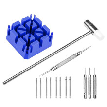 14St Klockreparations- och Borttagningssats BandläNkborttagare Hammare Punch Pins KlockarmbandshåLlare Rem Spring Spak Tool Kit