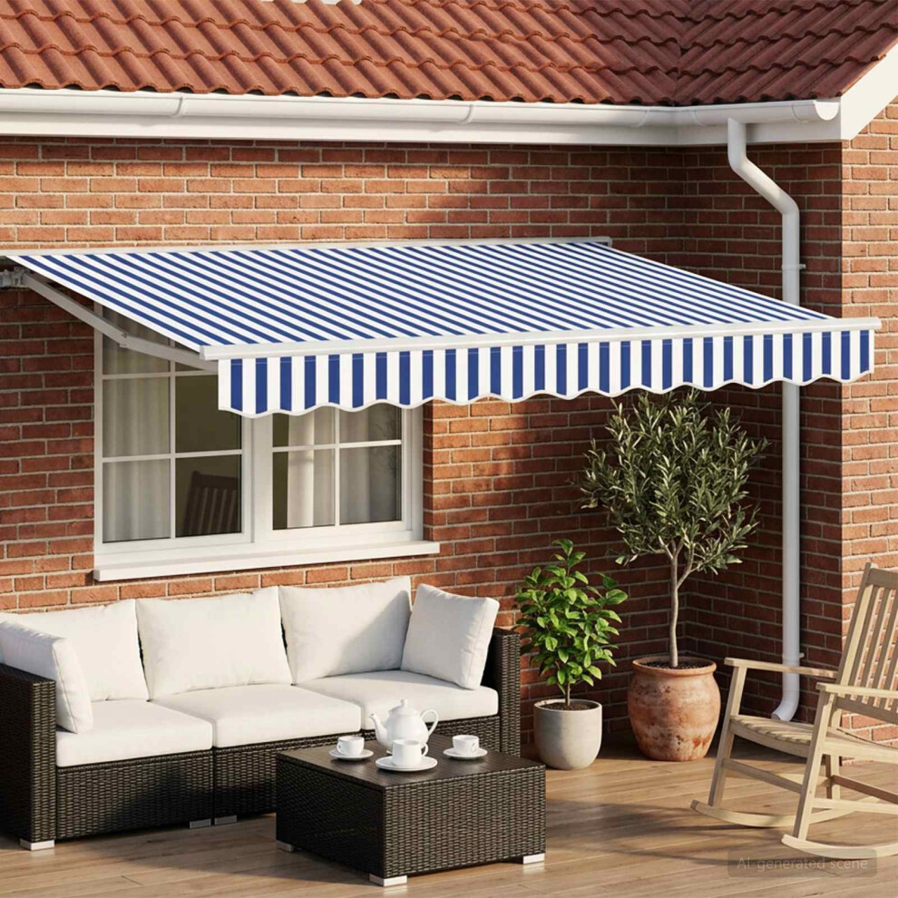Vidaxl Electric Retractable Awning Blue And White 3.5 X 2.5 M
