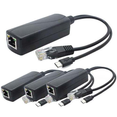 8-Pack 5V PoE Splitter, 48V to 5V 2.4A Adapter with Micro-USB Plug, for IP Camera,Tablets,for Raspberry Pi and More