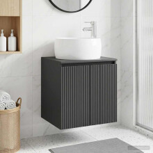 vidaXL Wall-Mounted Sink Vanity Black 49.5 x 44.5 x 66 cm