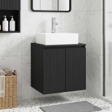 vidaXL Wall-Mounted Sink Vanity Black 49.5 x 41 x 62.5 cm