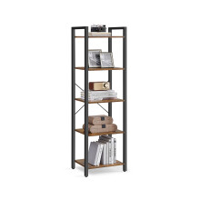 5-Tier Storage Rack - Steel Frame - Rustic Brown and Black - Industrial Style