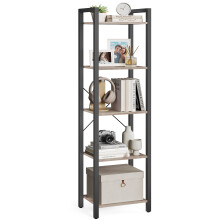 5-Tier Bookshelf - Steel Frame - Rustic Brown and Black - Industrial Style