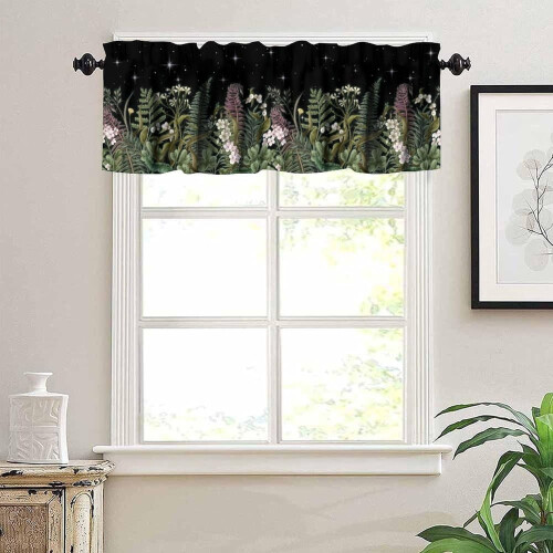 Botanical Kitchen Valance Curtains Nature White Floral 2
