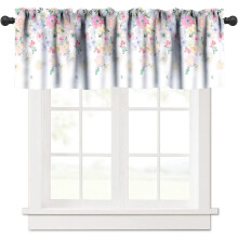 Watercolor Pink Floral Kitchen Curtain Valance 54 x 18 in