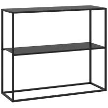 Console Sideboard Table with 2 Shelves Steel Frame Black