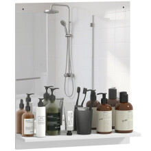 Miroir de salle de bain 50x60cm avec étagère, miroir mural pour couloir