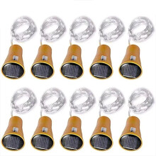 10 Sztuk Solar Wine Bottle String Lights 10LED Solar Fairy Lights Cork Shape Holiday Lamp Wedding Party Garden Decor C