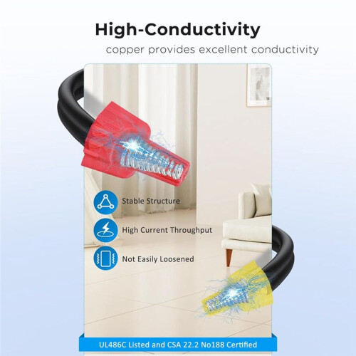 600PCS Red Wire Connectors Nuts, Winged Electrical Wire End Connectors Caps, Twist- Easy Screw  Type Connectors 1