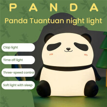 Cute Panda LED Night Light Silicone USB Rechargeable Timer Bedside Lamp Room Decor Children Nightlight Gift