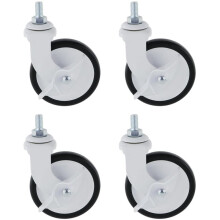 3-Inch Swivel Casters with PP Silent Wheels,4 Pack M8x15mm Threaded Stem for Cart, Furniture and Workbench