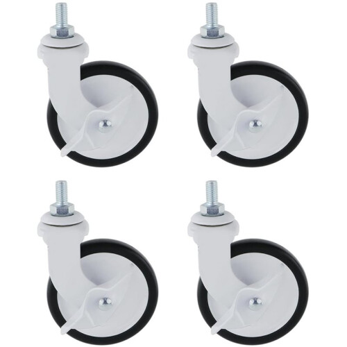Rodízios Giratórios de 3 Polegadas com Rodas Silenciosas de PP, 4 Peças M8x15mm com Haste Roscada para Carrinho, Móveis e Bancada de Trabalho