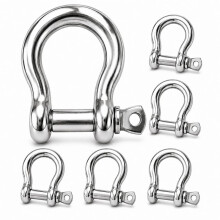 6 Pcs 3/8" 304 Stainless Steel D Ring Tow Shackles, Marine Boat Anchor Chain Shackles, for Towing, Engine Lifting