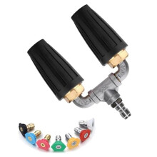 Dual Turbo Nozzle for Pressure Washer,360 Rotating Pressure Washer Nozzle, Twin Turbo Washer with 7 Nozzle Tips