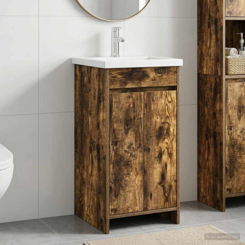 VidaXL vidaXL Badezimmerschrank mit Waschbecken Geräucherte Eiche