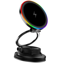 Car Mount Vacuum Magnetic Holder Foldable Strong Suction Stand 15W Fast Wireless Charging 360 Rotation Car Phone Holder