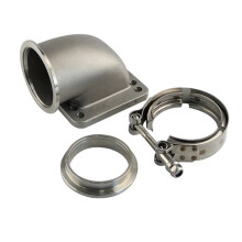 Steel Cast 2.5" Vband Elbow Adapter for T3 T4 Turbo with 90 Degree and Clamps