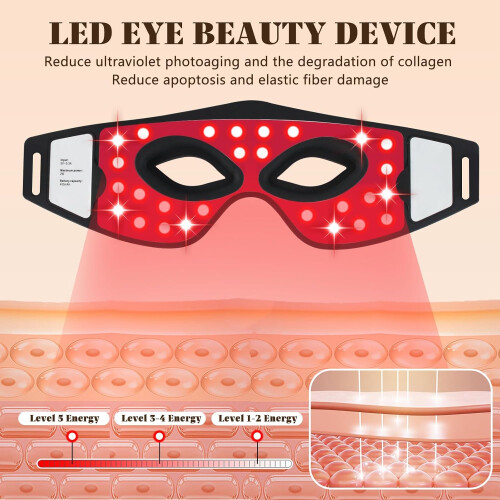 Rechargeable LED Red Light Eye Mask with Timer – 5-Mode NIR Eye Care Device for Women 2