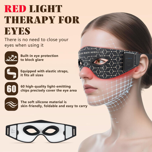 Rechargeable LED Red Light & NIR Eye Care Mask – 5-Mode Eye Massager Device with Timer 2