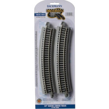 Bachmann Trains - Snap-Fit E-Z TRACK 22" RADIUS CURVED TRACK (4/card) - NICKEL SILVER Rail With Gray Roadbed - HO Scale