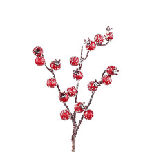 Artificial Holly Berry Stem Picks Red Snow 12 pcs
