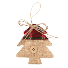 Linen Christmas Ornaments Star Sock Tree Shape 6pcs