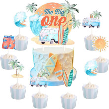 Summer Beach Birthday Cake Topper 25 Count